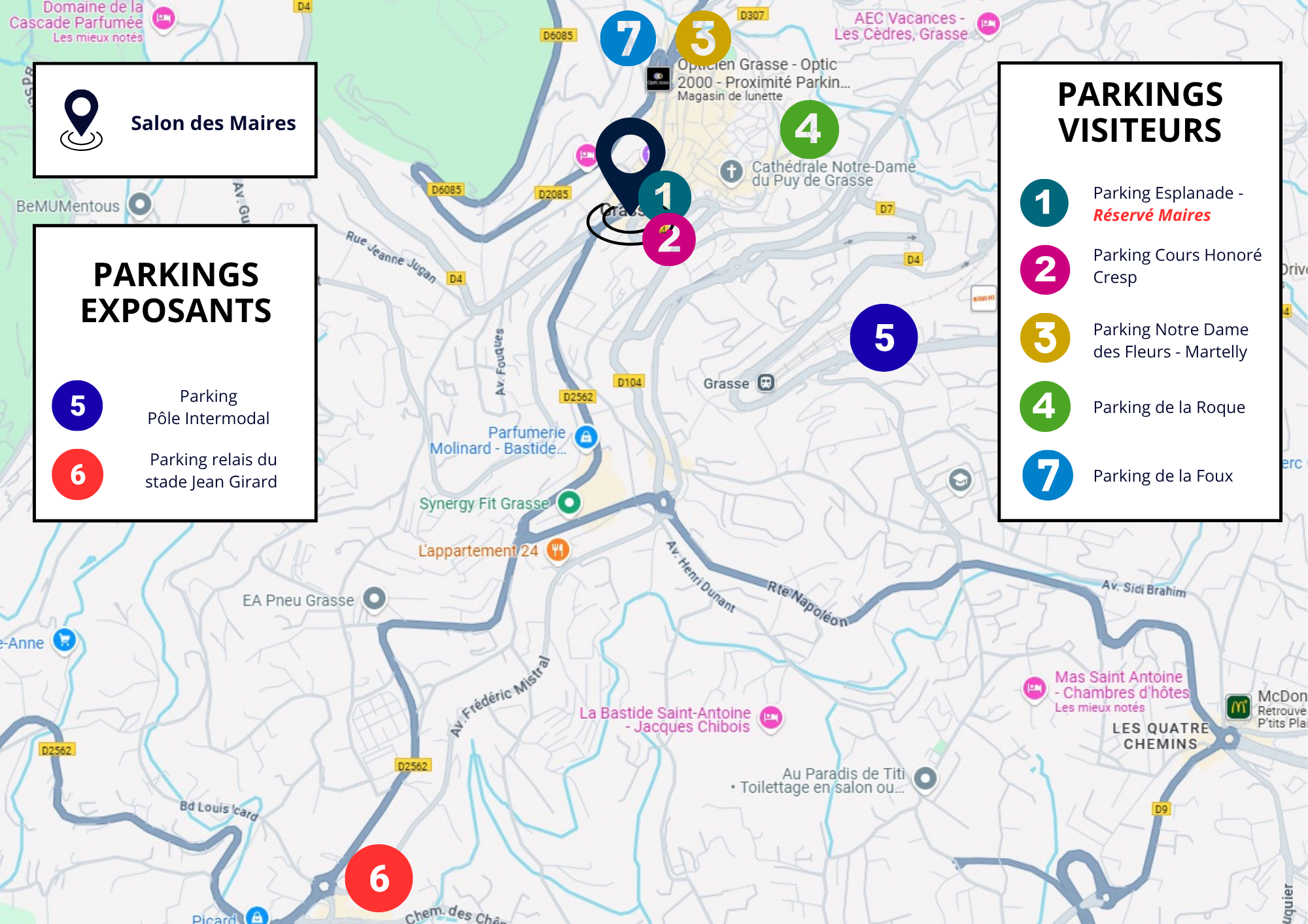 PLAN DES PARKINGS (visiteurs + exposants)